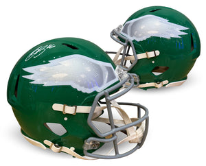 Saquon Barkley Autographed Philadelphia Eagles Signed Full Size Authentic 2023 Throwback Helmet Beckett Authenticated COA-Powers Sports Memorabilia