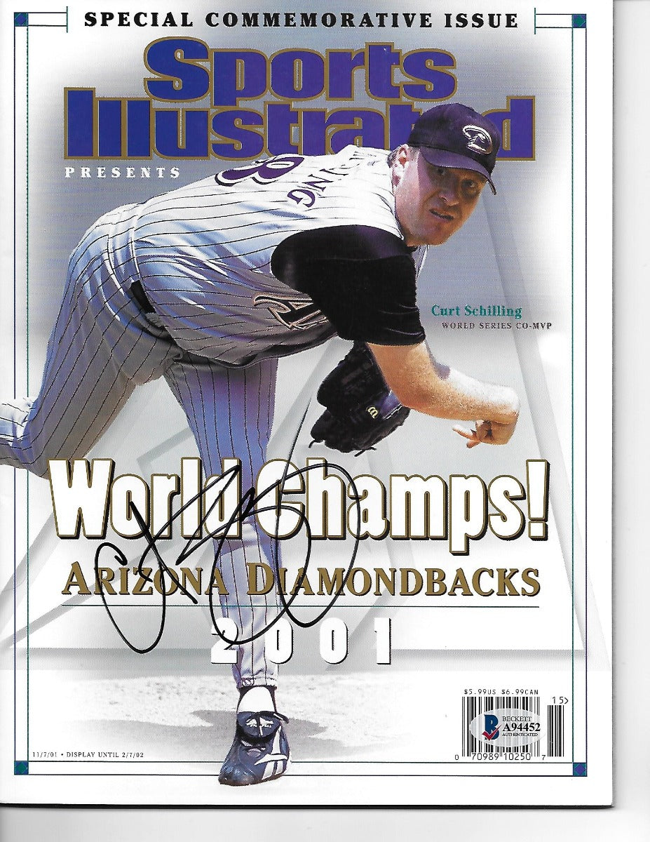 Curt Schilling Autographed Arizona Diamondbacks 2001 World Champs Sports Illustrated 11/7/01 Beckett Authenticated-Powers Sports Memorabilia