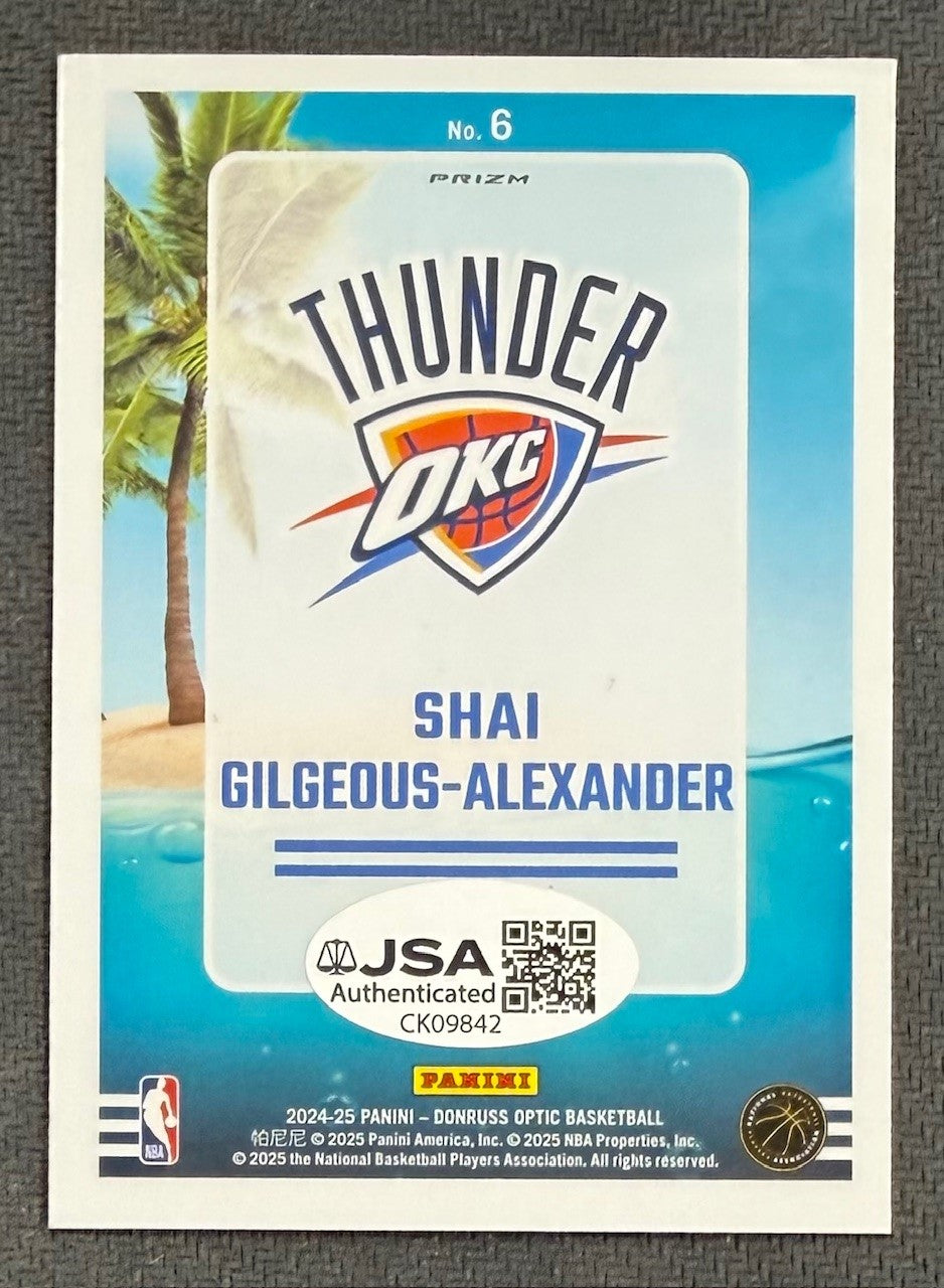 Shai Gilgeous-Alexander 2024-25 Donruss Optic Splash Purple Prizm Signed Basketball Card #6 JSA COA-Powers Sports Memorabilia