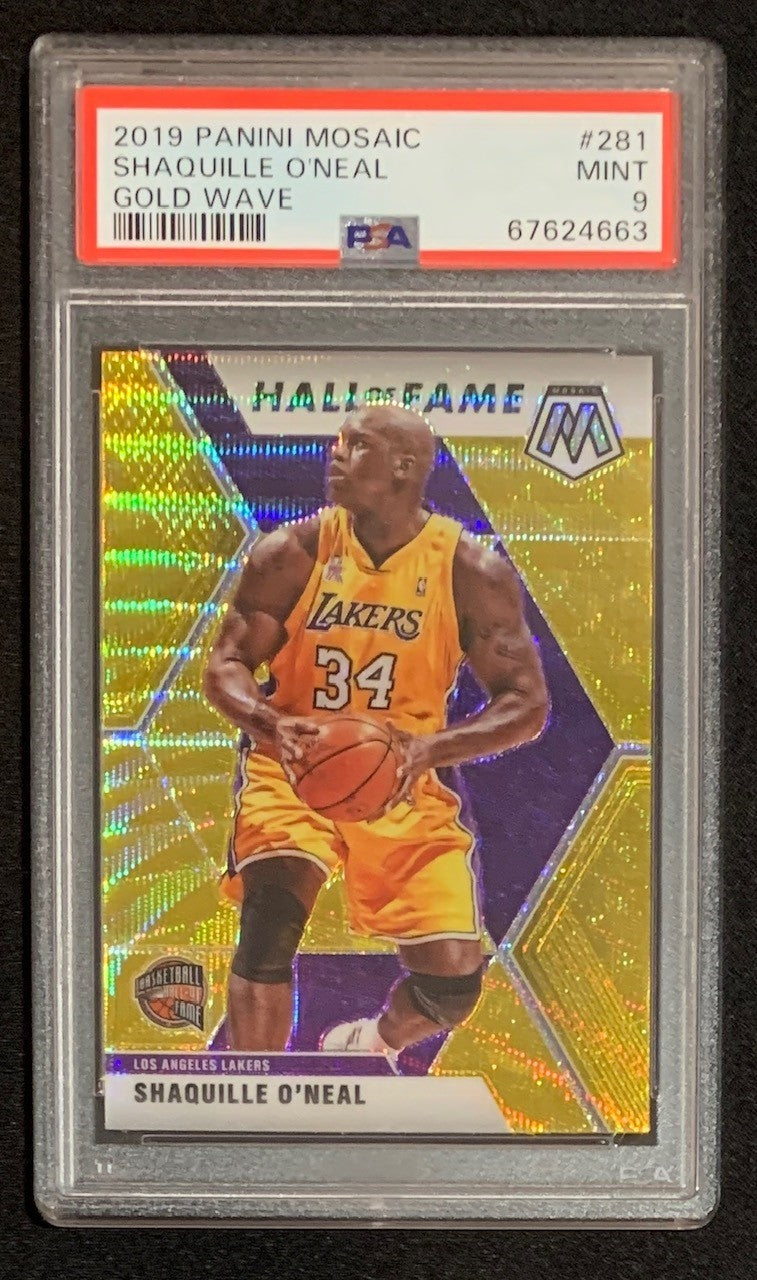 Shaquille O&#39;Neal 2019 Panini Mosaic Gold Wave Basketball Card #281 Graded PSA 9-Powers Sports Memorabilia