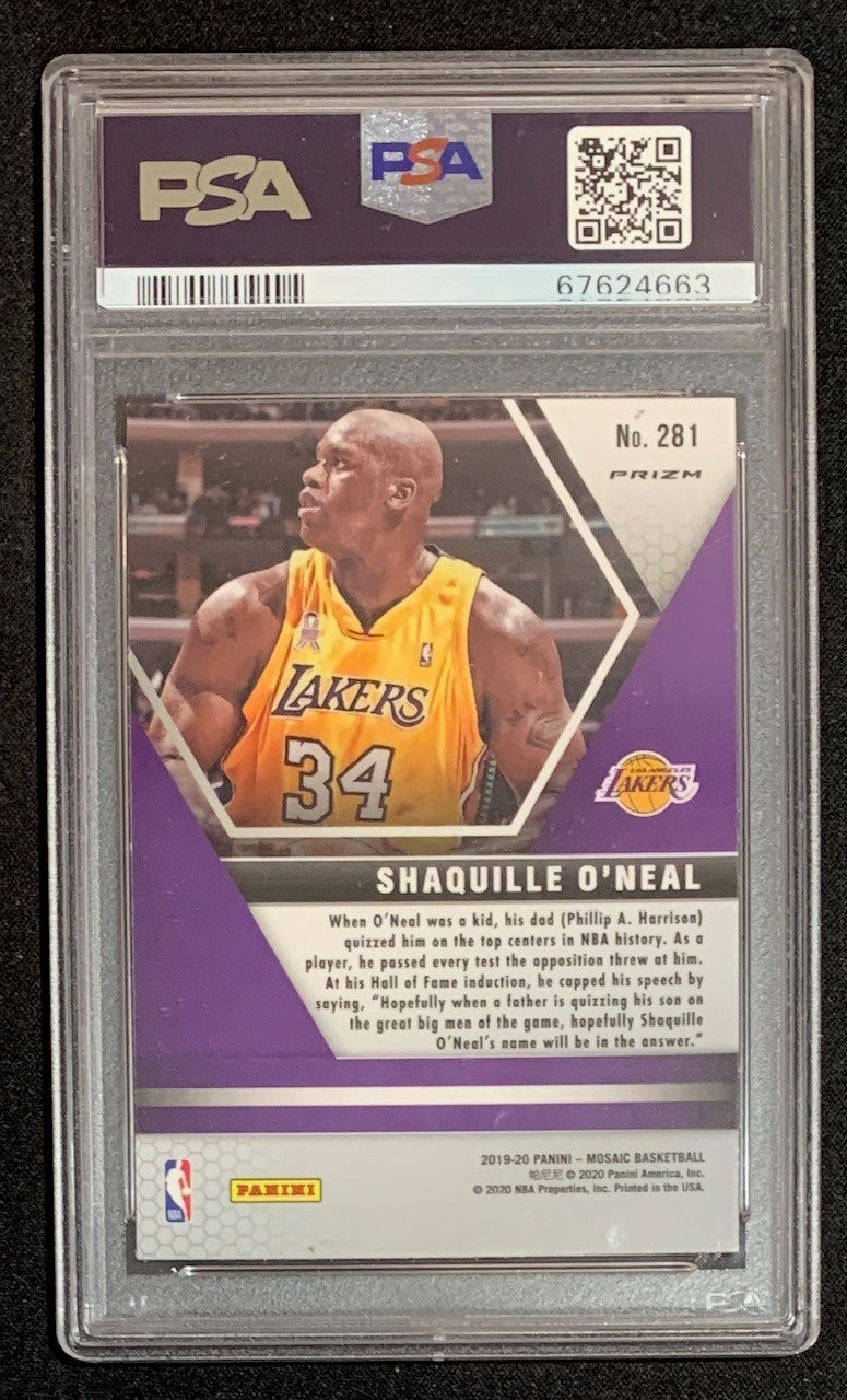 Shaquille O&#39;Neal 2019 Panini Mosaic Gold Wave Basketball Card #281 Graded PSA 9-Powers Sports Memorabilia