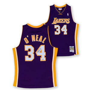 Shaquille O'Neal Autographed Los Angeles Lakers Signed Mitchell and Ness Basketball Jersey Beckett COA Purple-Powers Sports Memorabilia