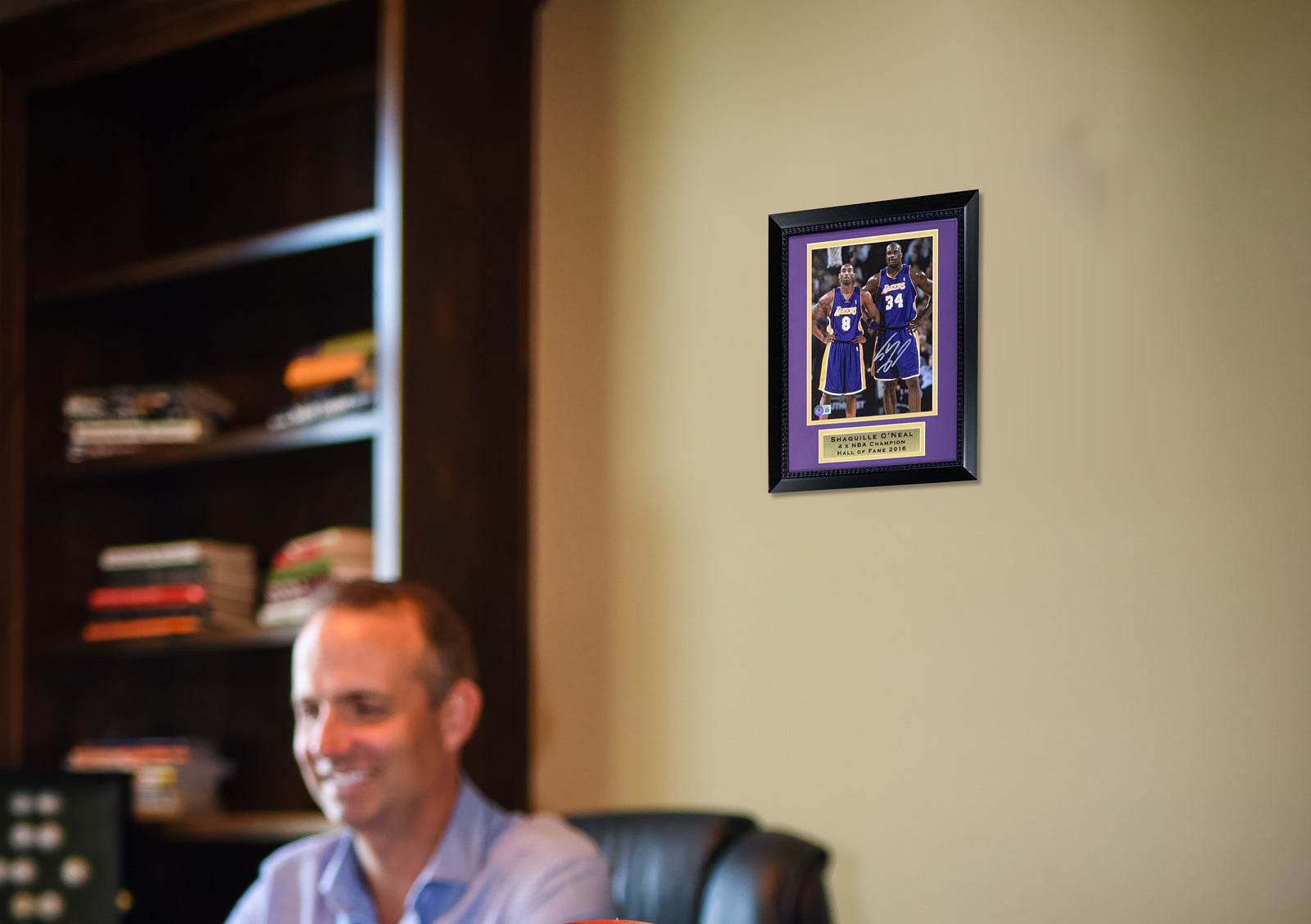 Shaquille O'Neal Autographed Los Angeles Lakers Signed Basketball 8x10 Framed Photo With Kobe Bryant Beckett COA-Powers Sports Memorabilia