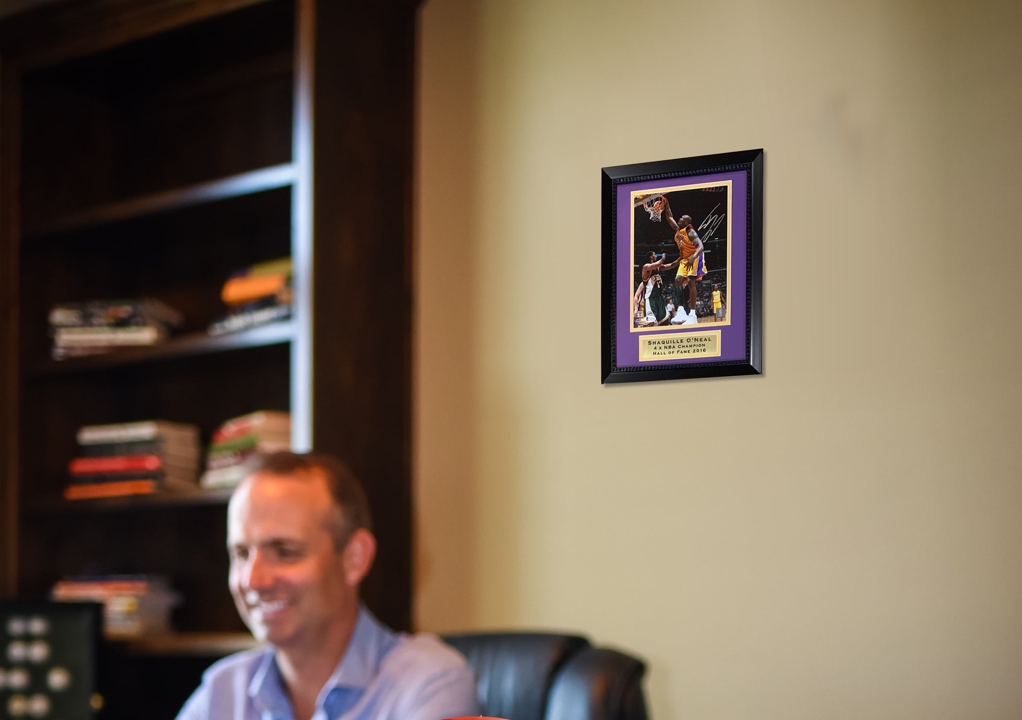 Shaquille O'Neal Autographed Los Angeles Lakers Signed Basketball 8x10 Framed Photo Beckett COA-Powers Sports Memorabilia