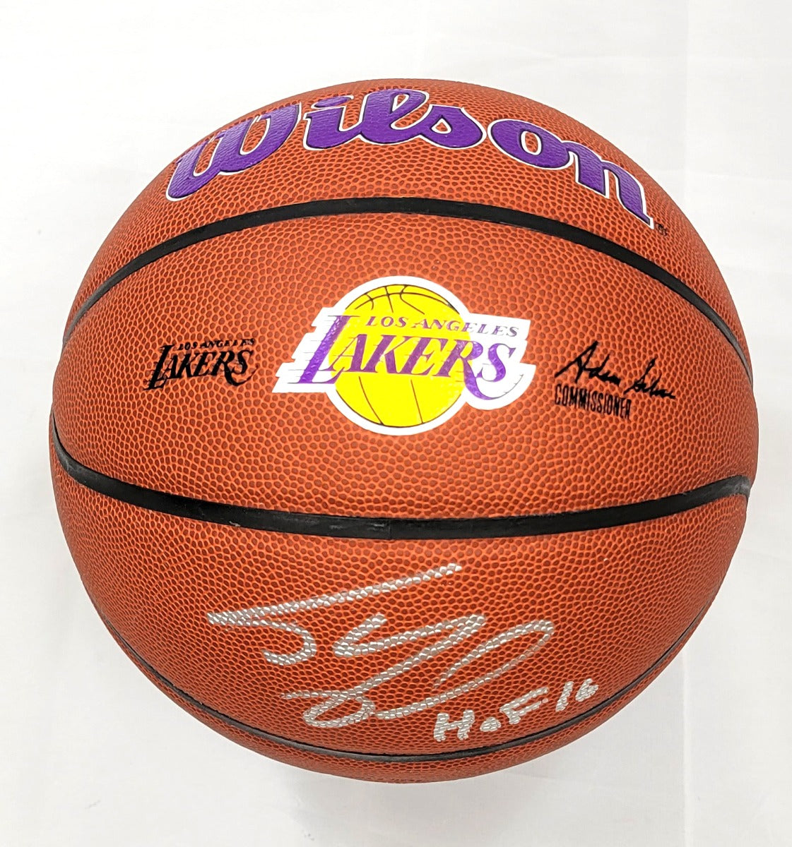 Shaquille O'Neal Autographed Wilson Los Angeles Lakers Logo Basketball W/ HOF 16 Beckett Witnessed-Powers Sports Memorabilia