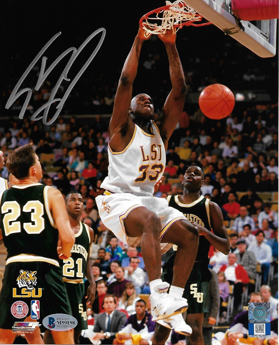 Shaquille O'Neal Autographed LSU Tigers 8x10 Photo Beckett Witnessed-Powers Sports Memorabilia
