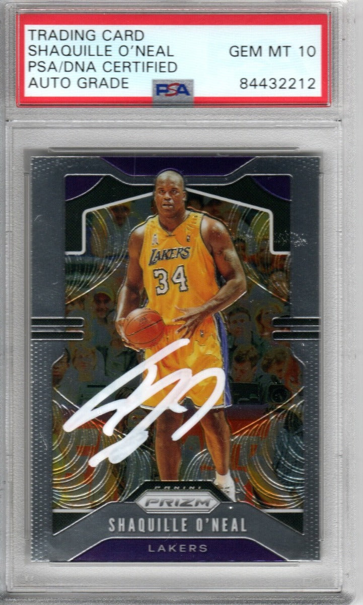 Shaquille O'Neal Autographed Lakers Encapsulated 2019-20 No. 11 Panini Prizm Trading Card PSA GEM MT 10-Powers Sports Memorabilia