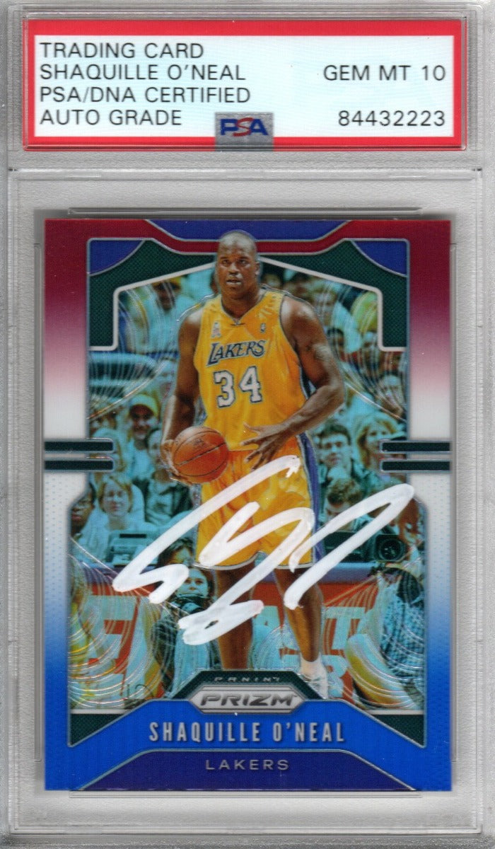 Shaquille O'Neal Autographed Lakers Encapsulated 2019-20 No. 11 Panini Prizm Trading Card PSA GEM MT 10-Powers Sports Memorabilia