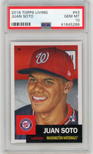 Juan Soto 2018 Topps Living Baseball Rookie Card RC #43 Graded PSA 10 GEM MINT-Powers Sports Memorabilia