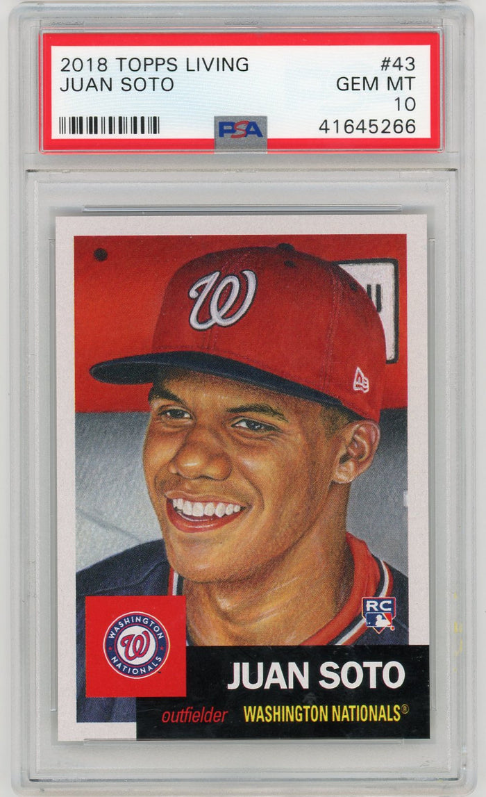 Juan Soto 2018 Topps Living Baseball Rookie Card RC #43 Graded PSA 10 GEM MINT-Powers Sports Memorabilia