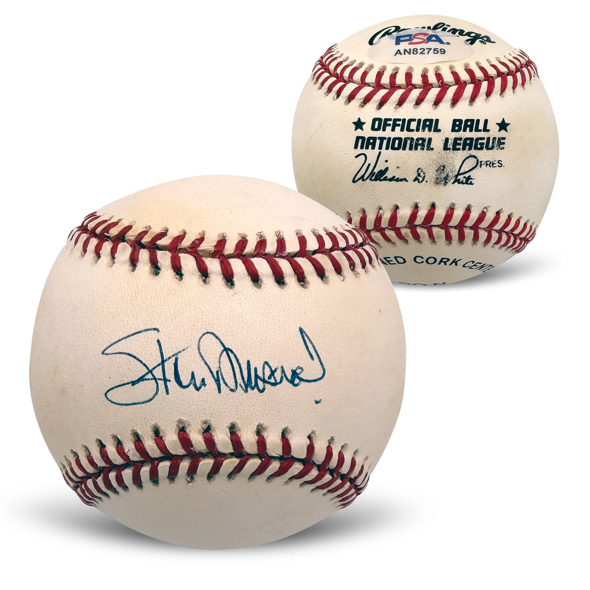 Stan Musial Autographed St Louis Cardinals Signed National League Baseball PSA COA With UV Display Case AN82759