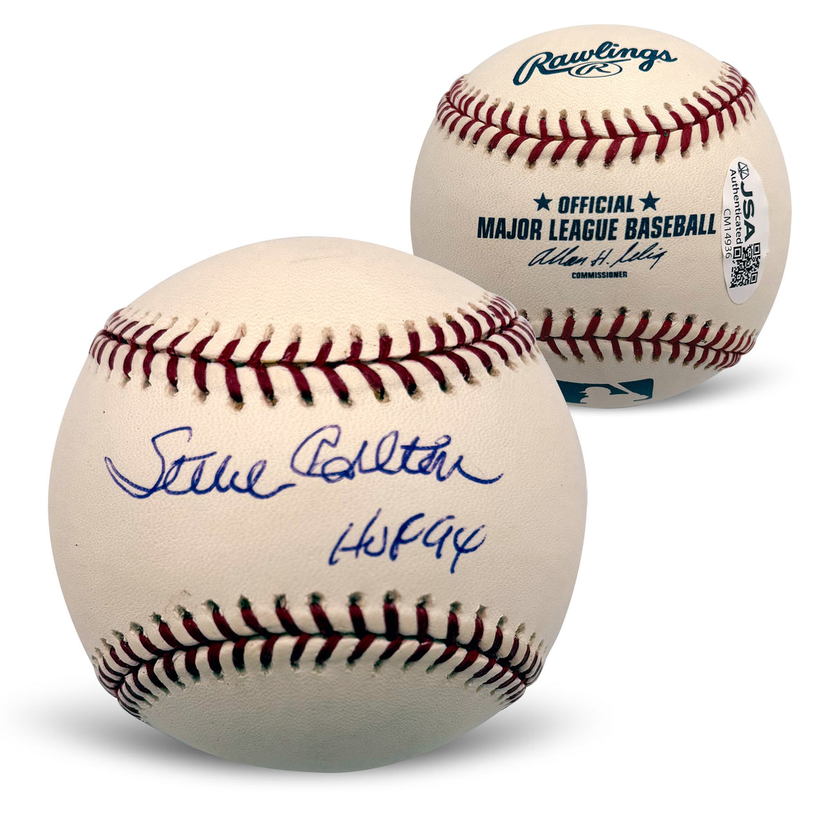 Steve Carlton Autographed Baseball HOF 94 JSA CM14936-Powers Sports Memorabilia