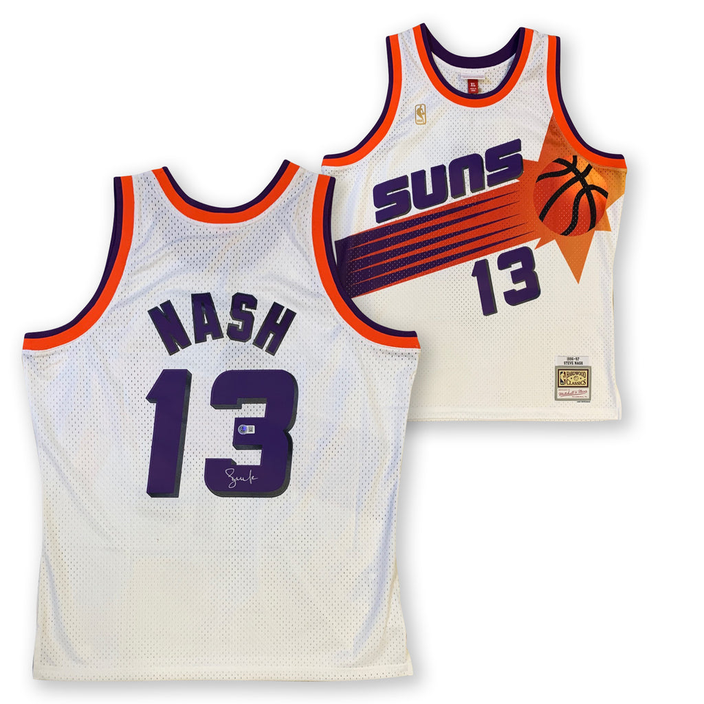 Steve Nash Autographed Phoenix Suns Mitchell Ness Swingman Signed Basketball Jersey Beckett COA White