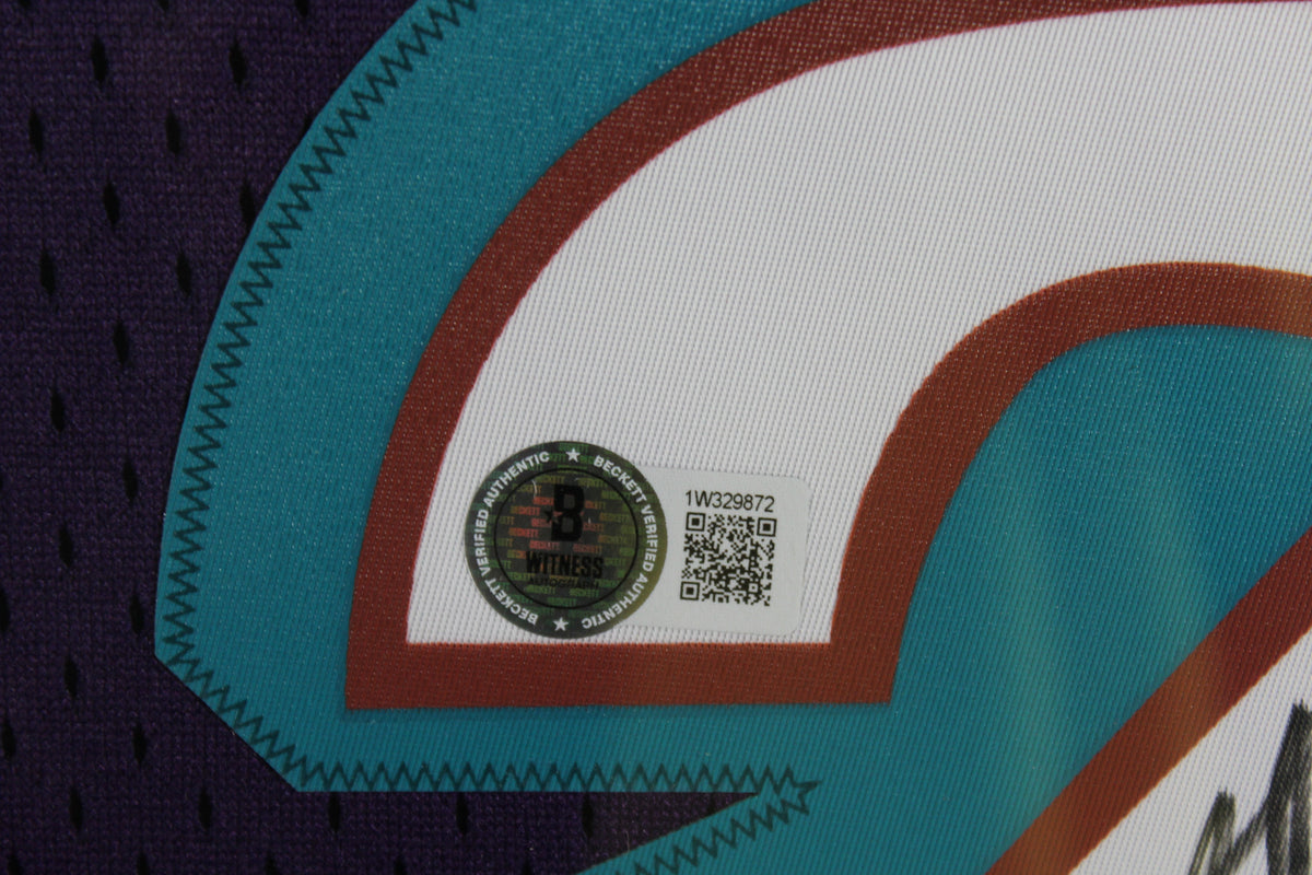 John Stockton Autographed Utah Jazz Mitchell &amp; Ness Purple Swingman Signed Basketball Framed Jersey Beckett COA-Powers Sports Memorabilia