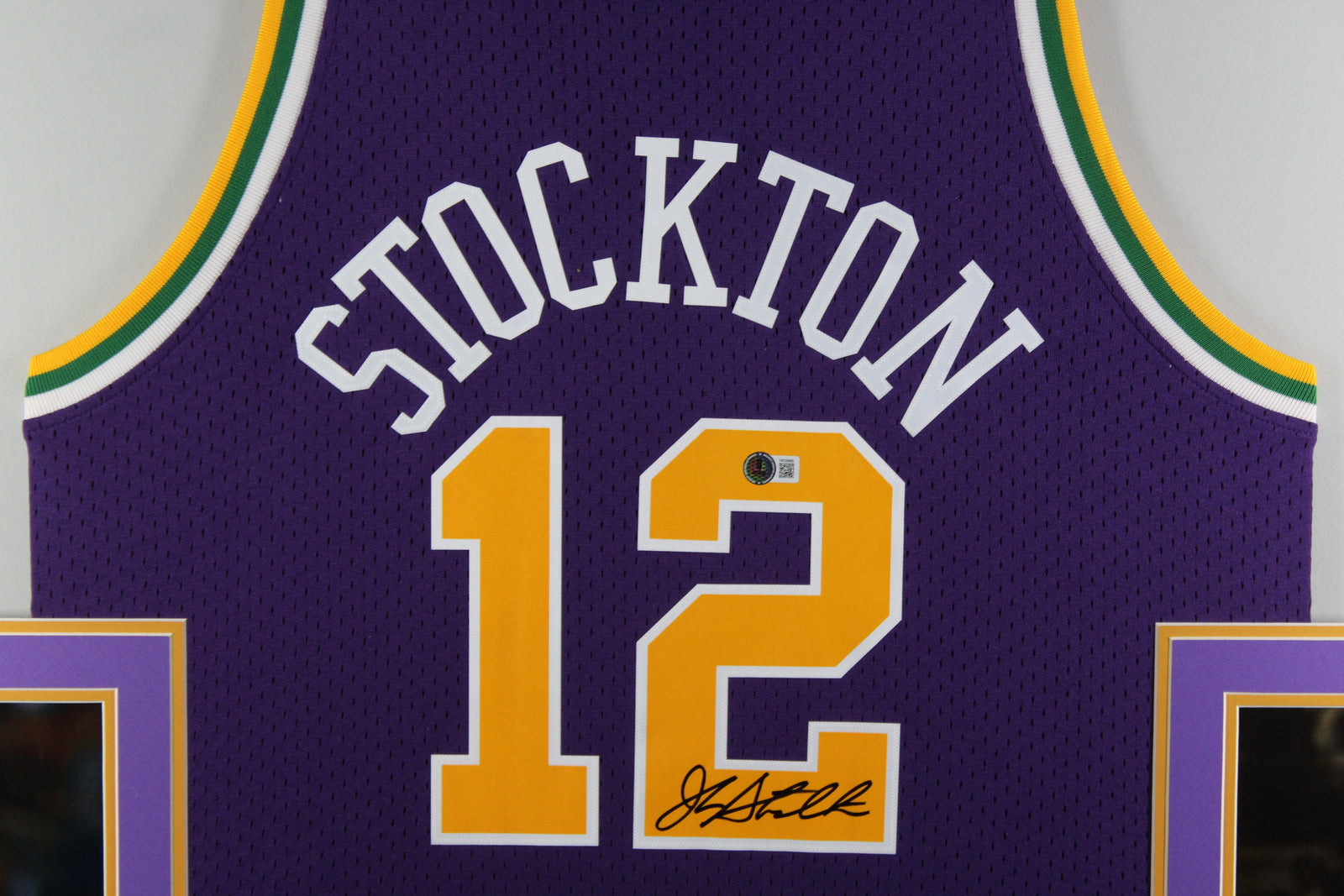 John Stockton Autographed Utah Jazz Mitchell & Ness Purple Throwback Swingman Signed Basketball Framed Jersey Beckett COA-Powers Sports Memorabilia