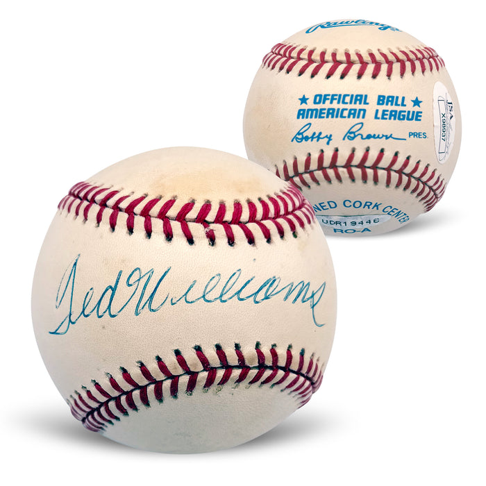 Ted Williams Autographed Boston Red Sox Signed American League Baseball JSA COA With UV Display Case X98937-Powers Sports Memorabilia