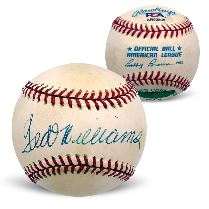 Ted Williams Autographed Boston Red Sox Signed American League Baseball PSA DNA COA With UV Display Case AR25095-Powers Sports Memorabilia