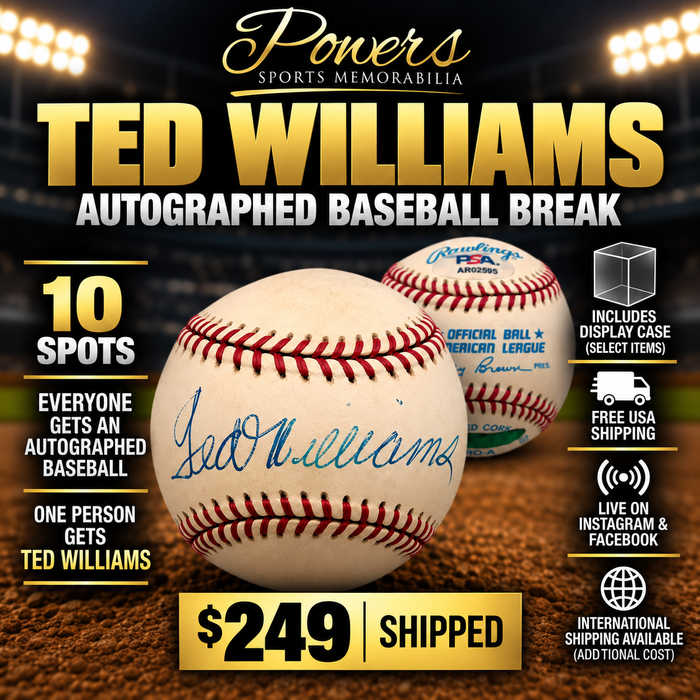 Ted Williams Autographed Baseball Break – 10 Spots-Powers Sports Memorabilia