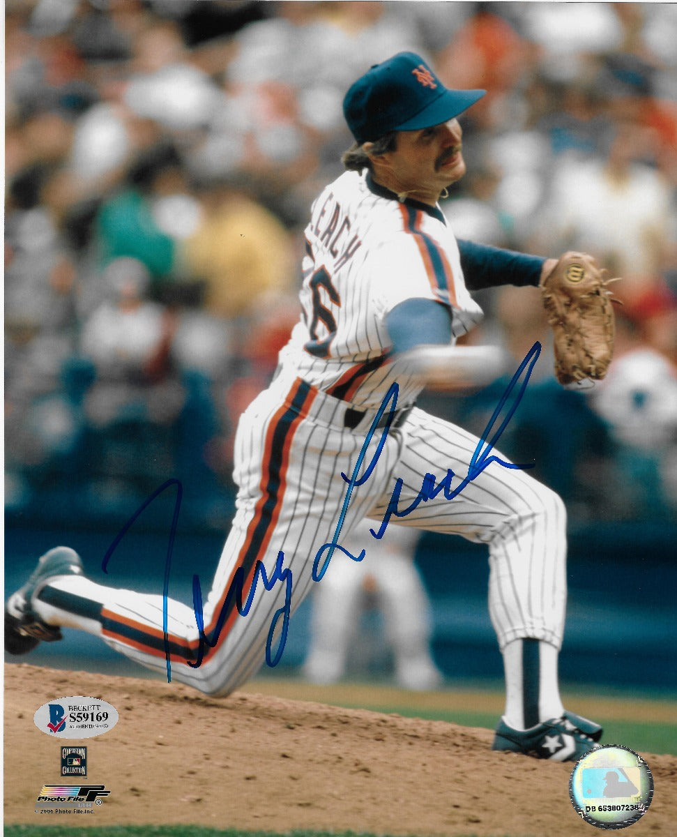 Terry Leach Autographed New York Mets 8x10 Photo Beckett Authenticated-Powers Sports Memorabilia