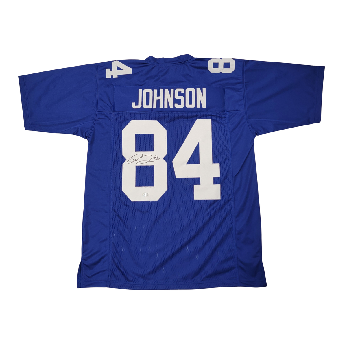 Theo Johnson Signed New York Giants Pro-Style Blue Jersey | - Beckett-Powers Sports Memorabilia