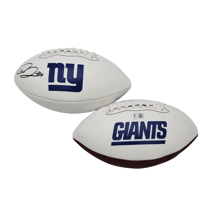 Theo Johnson Signed New York Giants Logo Football | - Beckett-Powers Sports Memorabilia