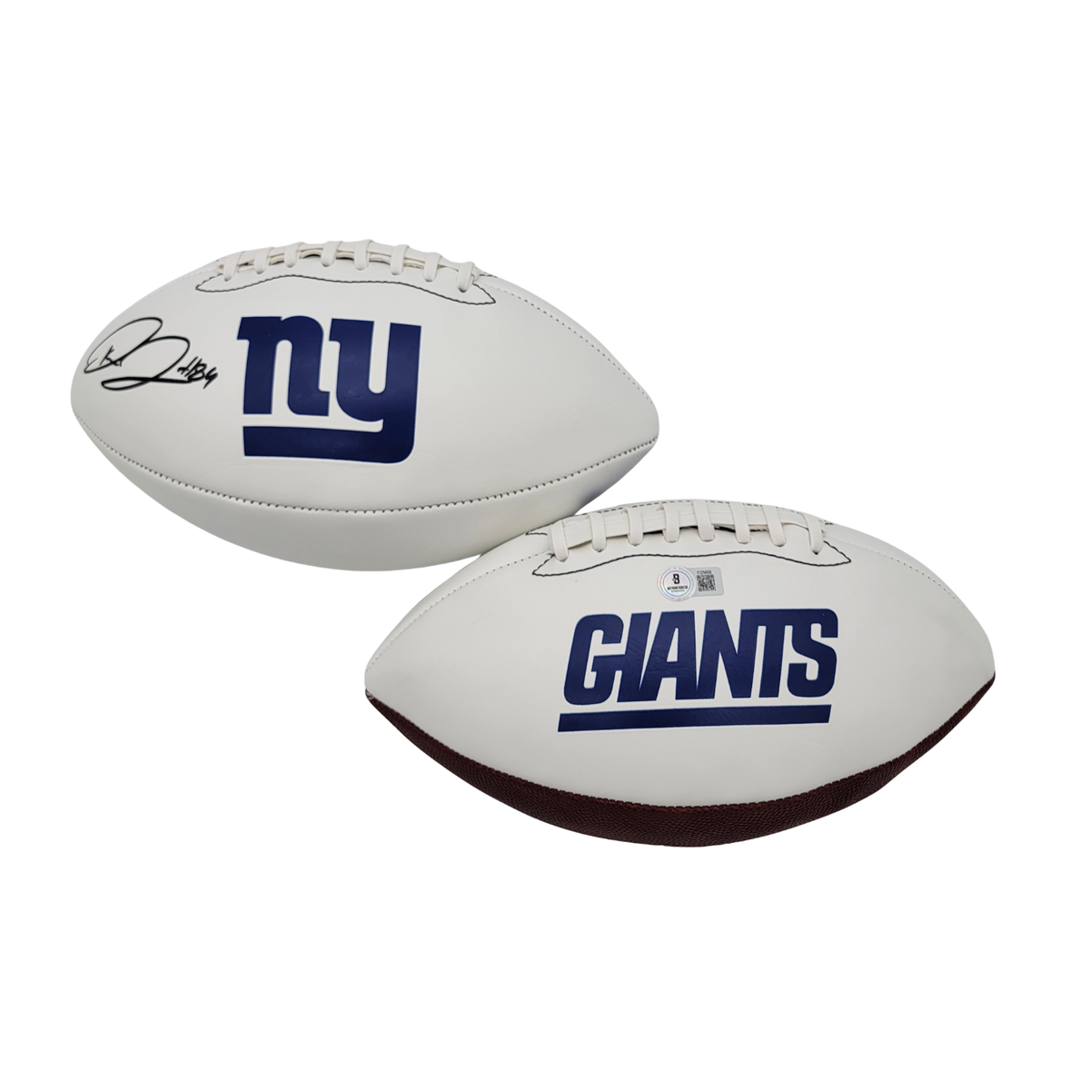 Theo Johnson Signed New York Giants Logo Football | - Beckett-Powers Sports Memorabilia