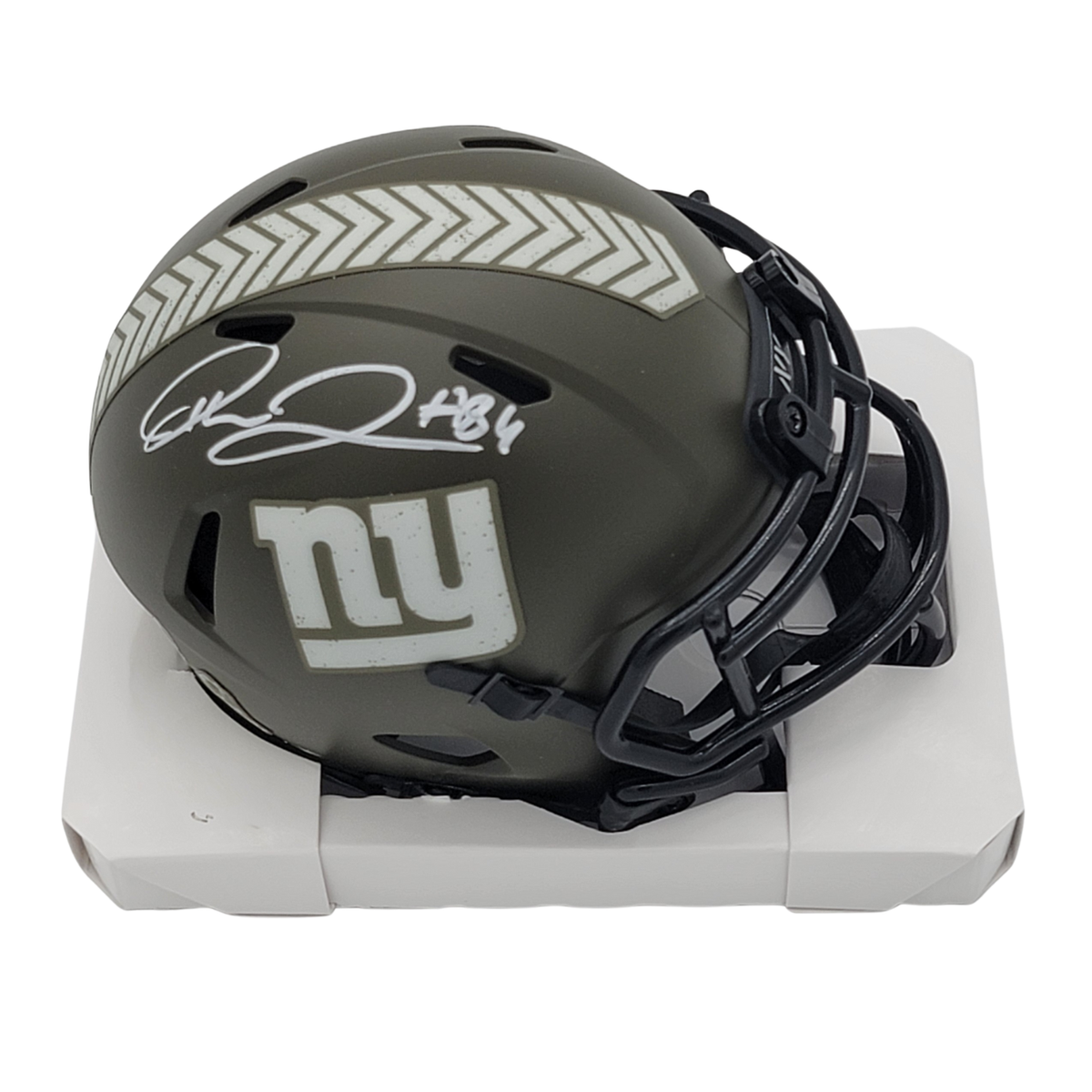 Theo Johnson Signed New York Giants Salute to Service Mini Helmet | - Beckett-Powers Sports Memorabilia