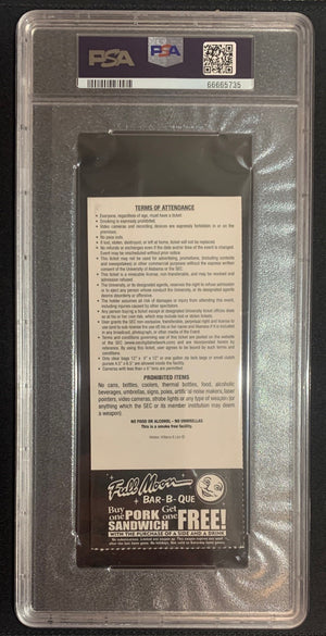 Mac Jones 1st NCAA Start Ticket 2019 Alabama Crimson Tide vs Arkansas Razorbacks 10/26/19 Graded PSA 5-Powers Sports Memorabilia