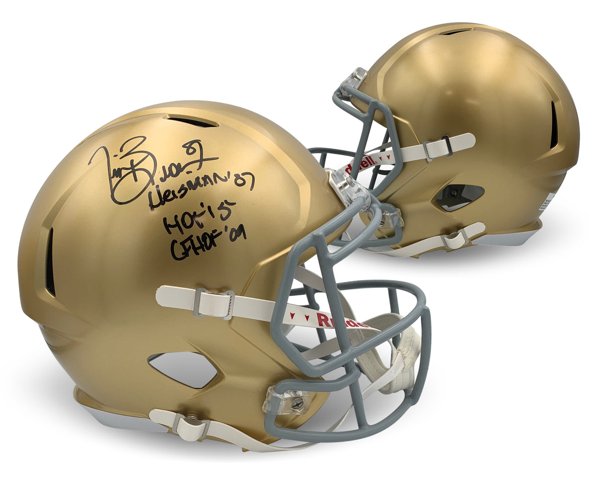 Tim Brown Autographed Notre Dame Fighting Irish Signed Full Size Replica Helmet Hall of Fame HOF Heisman Beckett COA-Powers Sports Memorabilia