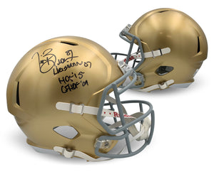 Tim Brown Autographed Notre Dame Fighting Irish Signed Full Size Replica Helmet Hall of Fame HOF Heisman Beckett COA-Powers Sports Memorabilia