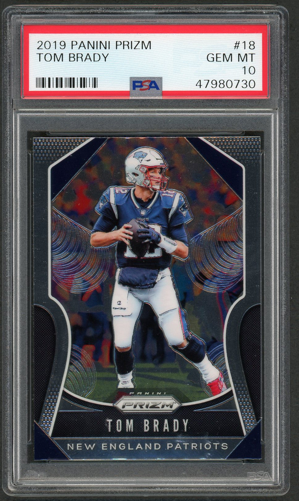 Tom Brady 2019 Panini Prizm Football Card #18 Graded PSA 10 GEM MINT-Powers Sports Memorabilia