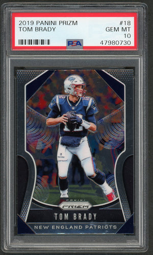 Tom Brady 2019 Panini Prizm Football Card #18 Graded PSA 10 GEM MINT-Powers Sports Memorabilia