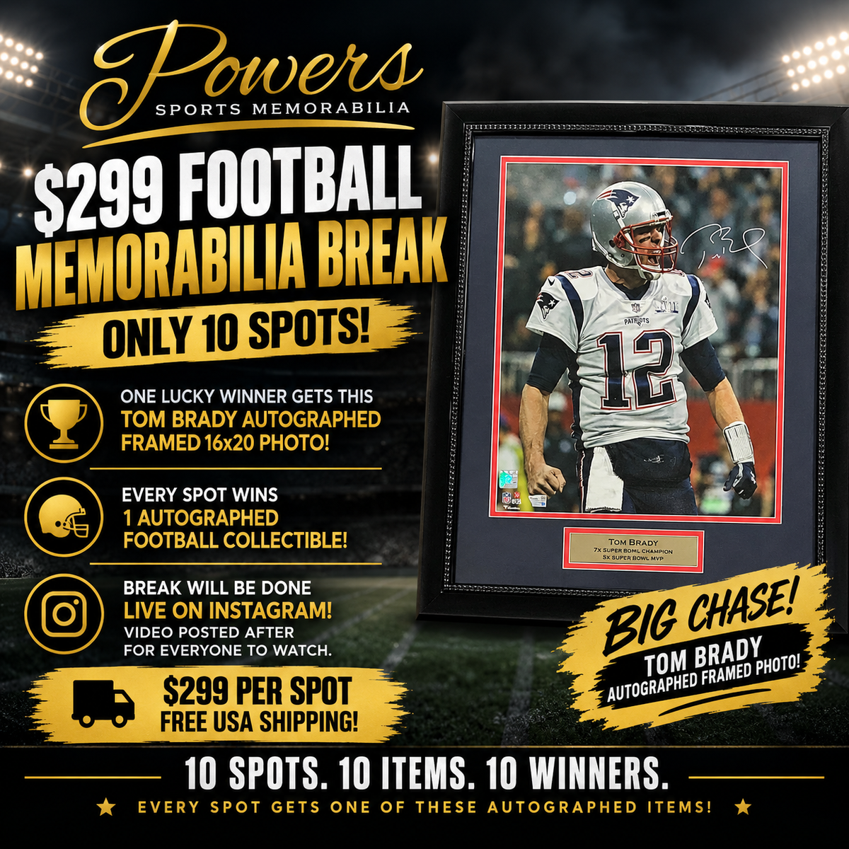 $299 Football Memorabilia Break – Tom Brady Chase