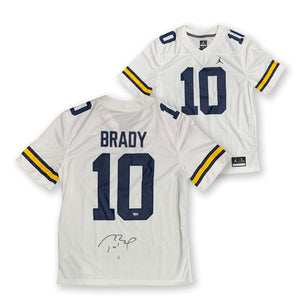 Tom Brady Autographed Michigan Wolverines Signed Jordan Brand Football Jersey Fanatics Authentic COA-Powers Sports Memorabilia