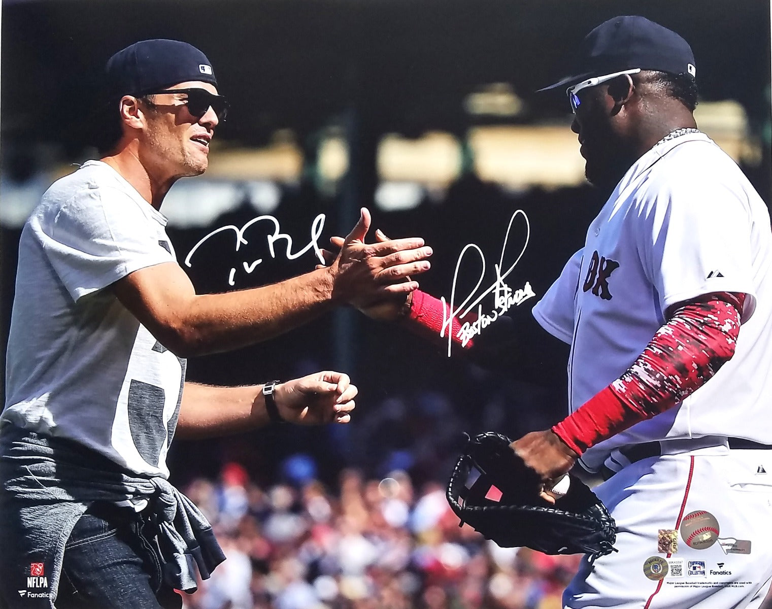 Tom Brady & David Ortiz Signed New England Patriots Boston Red Sox 16x20 Photo W/ Boston Strong - Beckett-Powers Sports Memorabilia