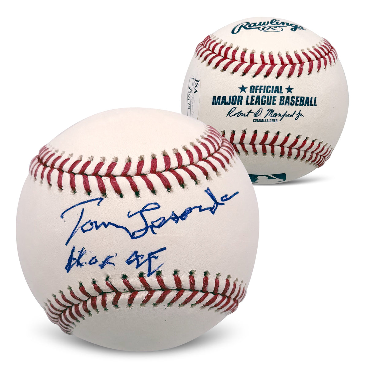 Tommy Lasorda Autographed Los Angeles Dodgers Hall of Fame HOF 97 Signed MLB Baseball JSA COA With UV Display Case V39179