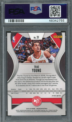 Trae Young 2019 Panini Silver Prizm Basketball Card #31 Graded PSA 10 GEM MINT-Powers Sports Memorabilia