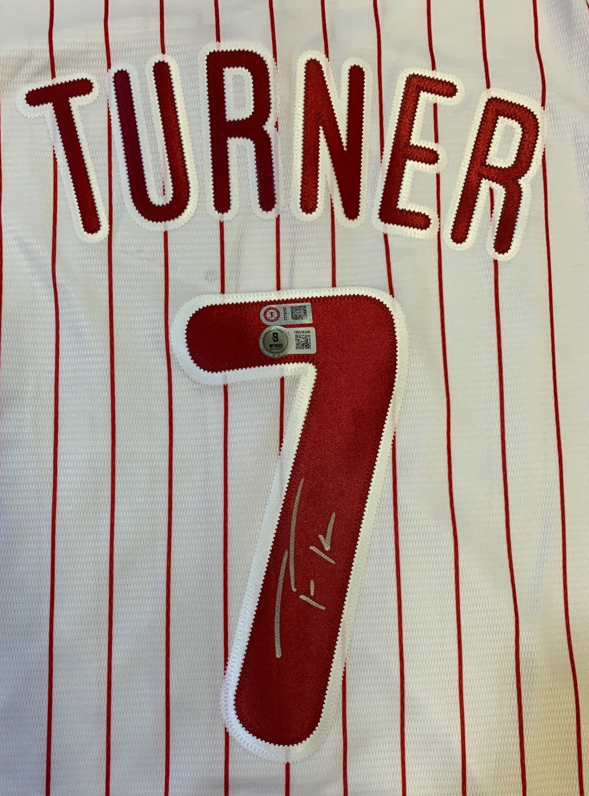Trea Turner Autographed Philadelphia Phillies Signed Nike Baseball Jersey Beckett COA-Powers Sports Memorabilia