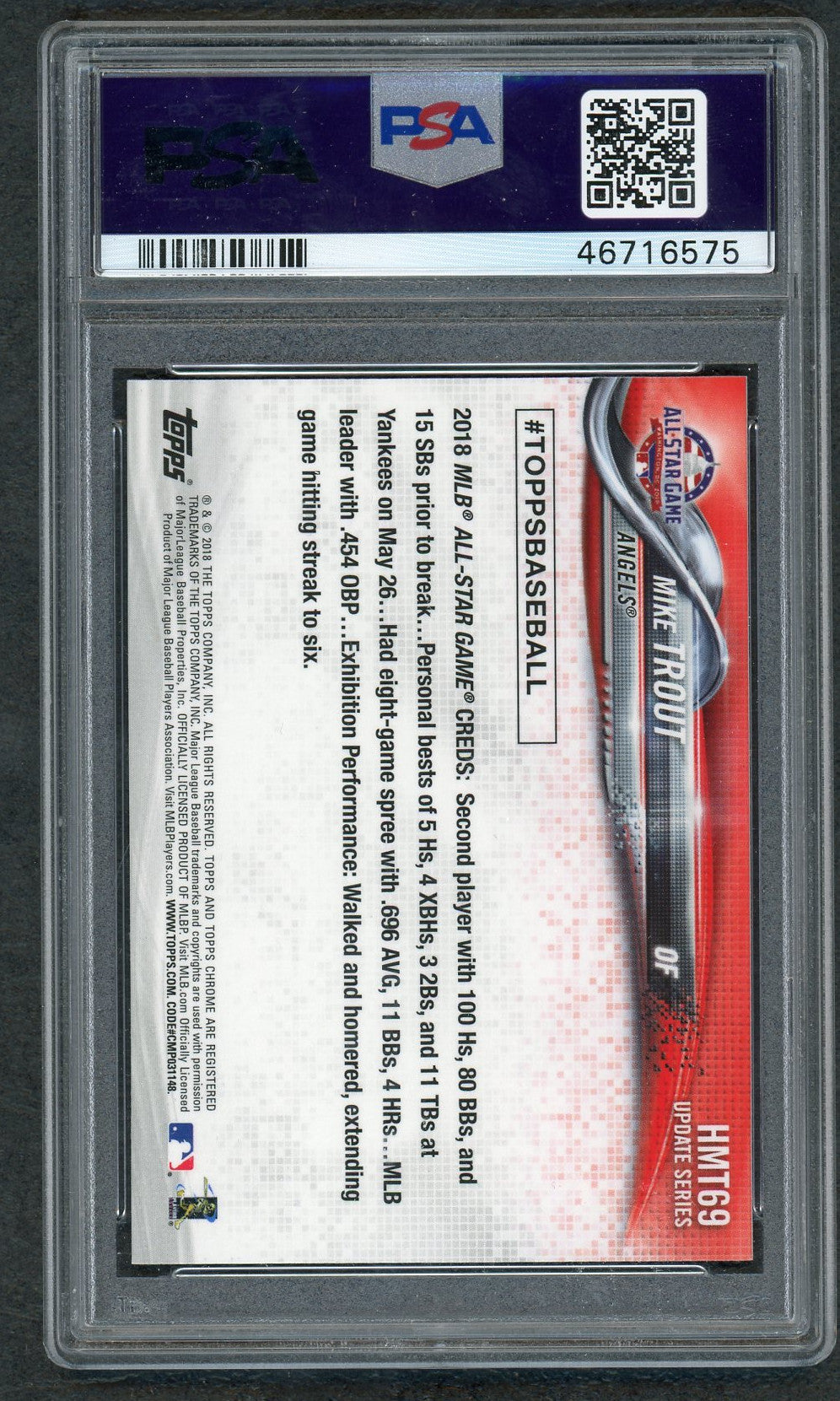 Mike Trout MLB 2018 Topps Chrome Update Baseball Card #HMT69 Graded PSA 10 GEM MINT-Powers Sports Memorabilia