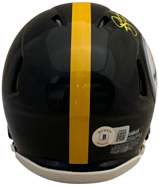 Troy Polamalu Autographed Pittsburgh Steelers Signed Football Mini Helmet Beckett COA-Powers Sports Memorabilia