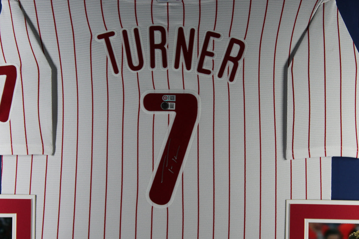 Trea Turner Autographed Philadelphia Phillies Signed Nike Baseball Framed Jersey Beckett COA-Powers Sports Memorabilia