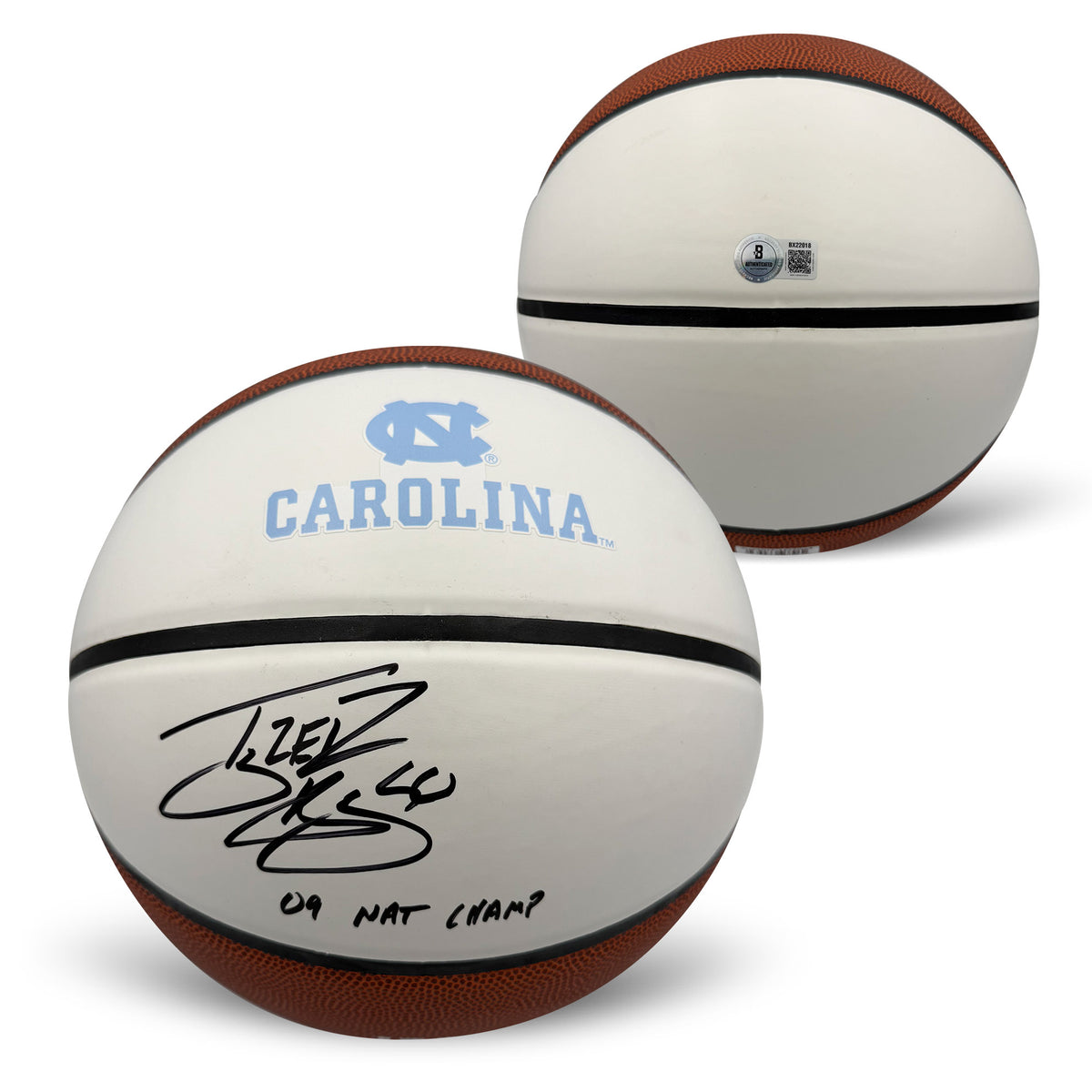 Tyler Hansbrough Autographed University of North Carolina Tar Heels UNC Signed Logo Basketball 09 National Champions Beckett Witness Authenticated-Powers Sports Memorabilia