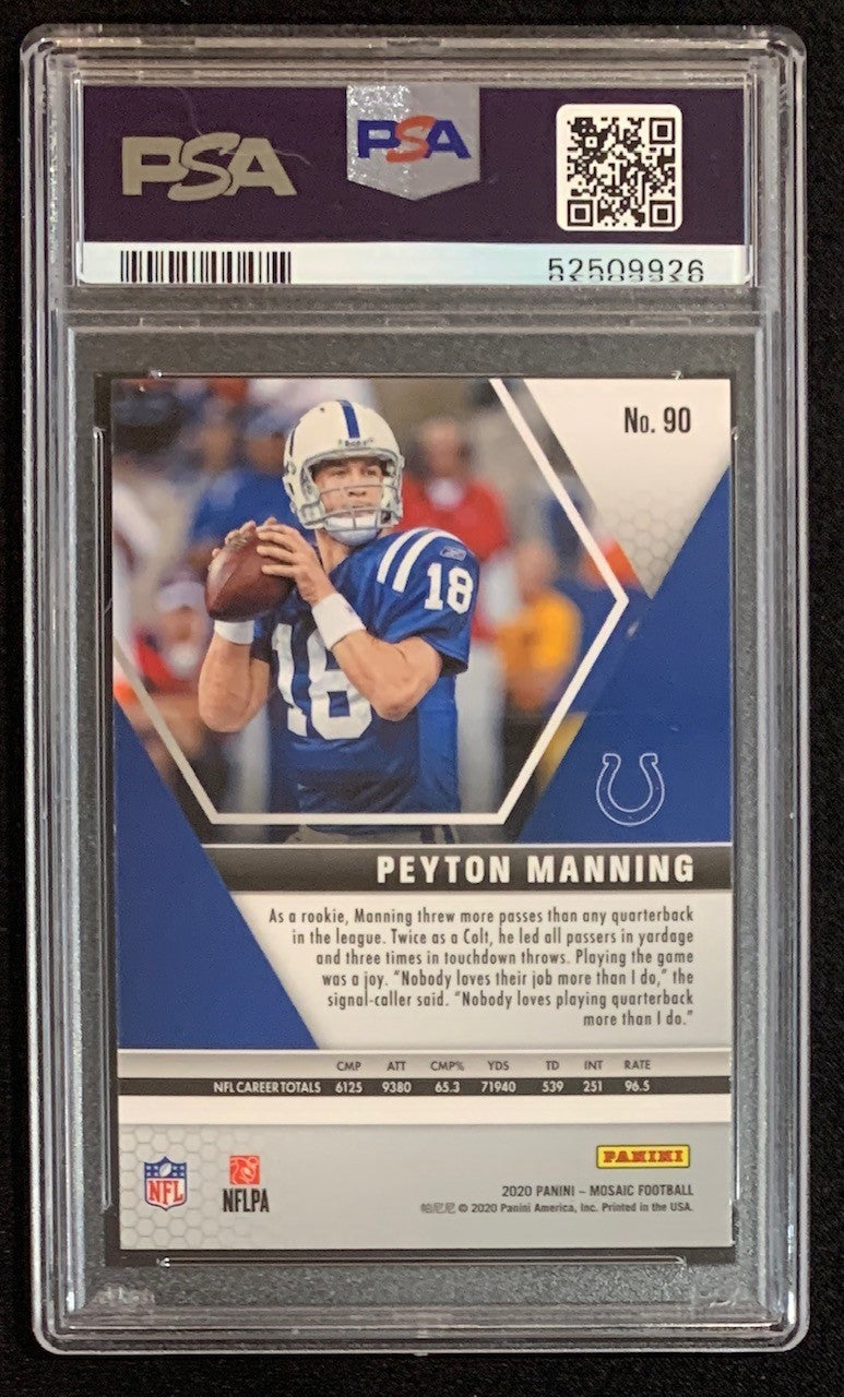 Peyton Manning 2020 Panini Mosaic Football Card #90 Graded PSA 10-Powers Sports Memorabilia