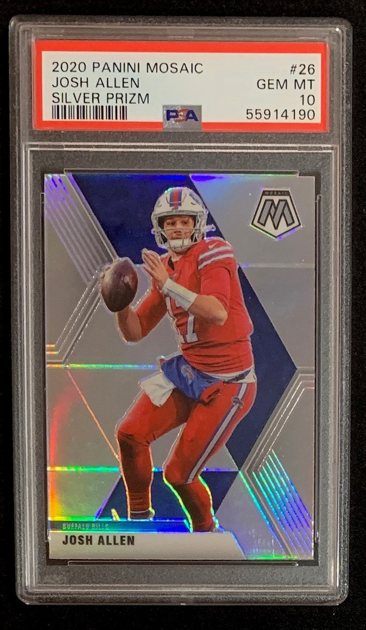 Josh Allen 2020 Panini Mosaic Silver Prizm Football Card #26 PSA 10-Powers Sports Memorabilia