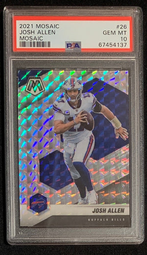 Josh Allen 2021 Panini Mosaic Silver Prizm Football Card #26 Graded PSA 10-Powers Sports Memorabilia