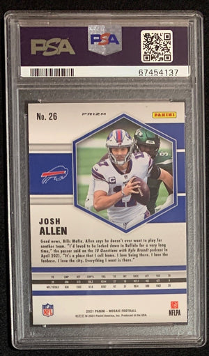Josh Allen 2021 Panini Mosaic Silver Prizm Football Card #26 Graded PSA 10-Powers Sports Memorabilia