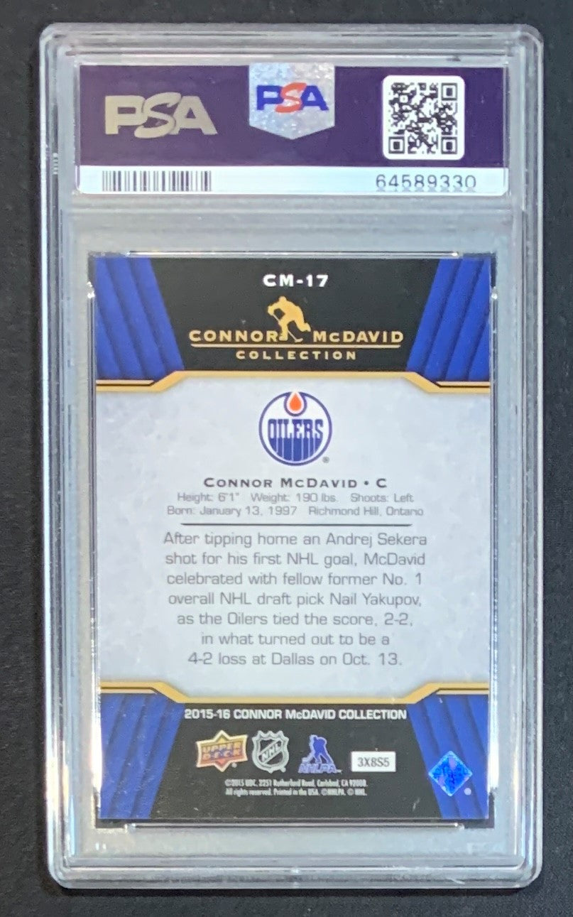 Connor McDavid 2015 Upper Deck Hockey Rookie Card RC #CM-17 Graded PSA 10-Powers Sports Memorabilia