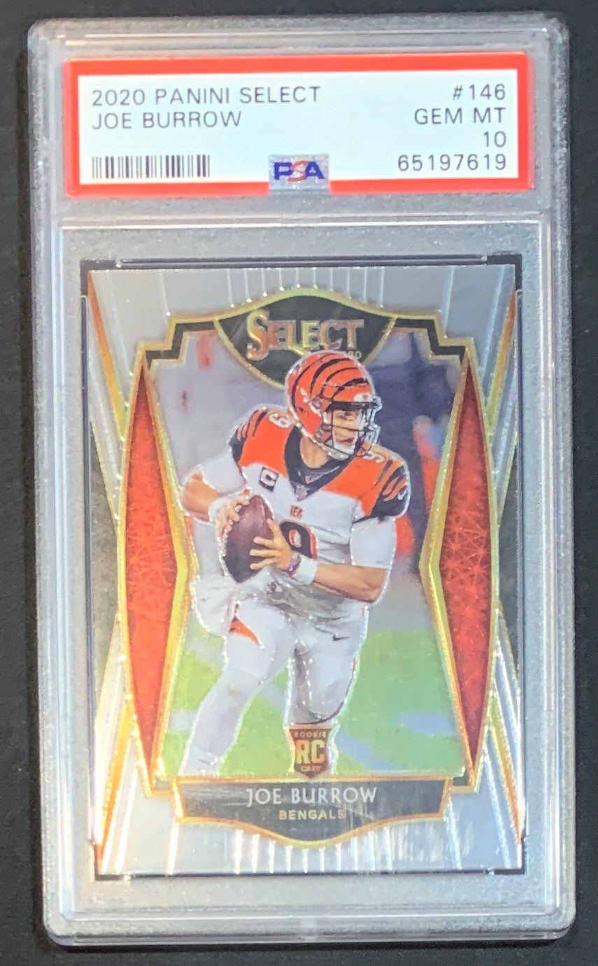 Joe Burrow 2020 Panini Select Football Rookie Card RC #146 Graded PSA 10-Powers Sports Memorabilia