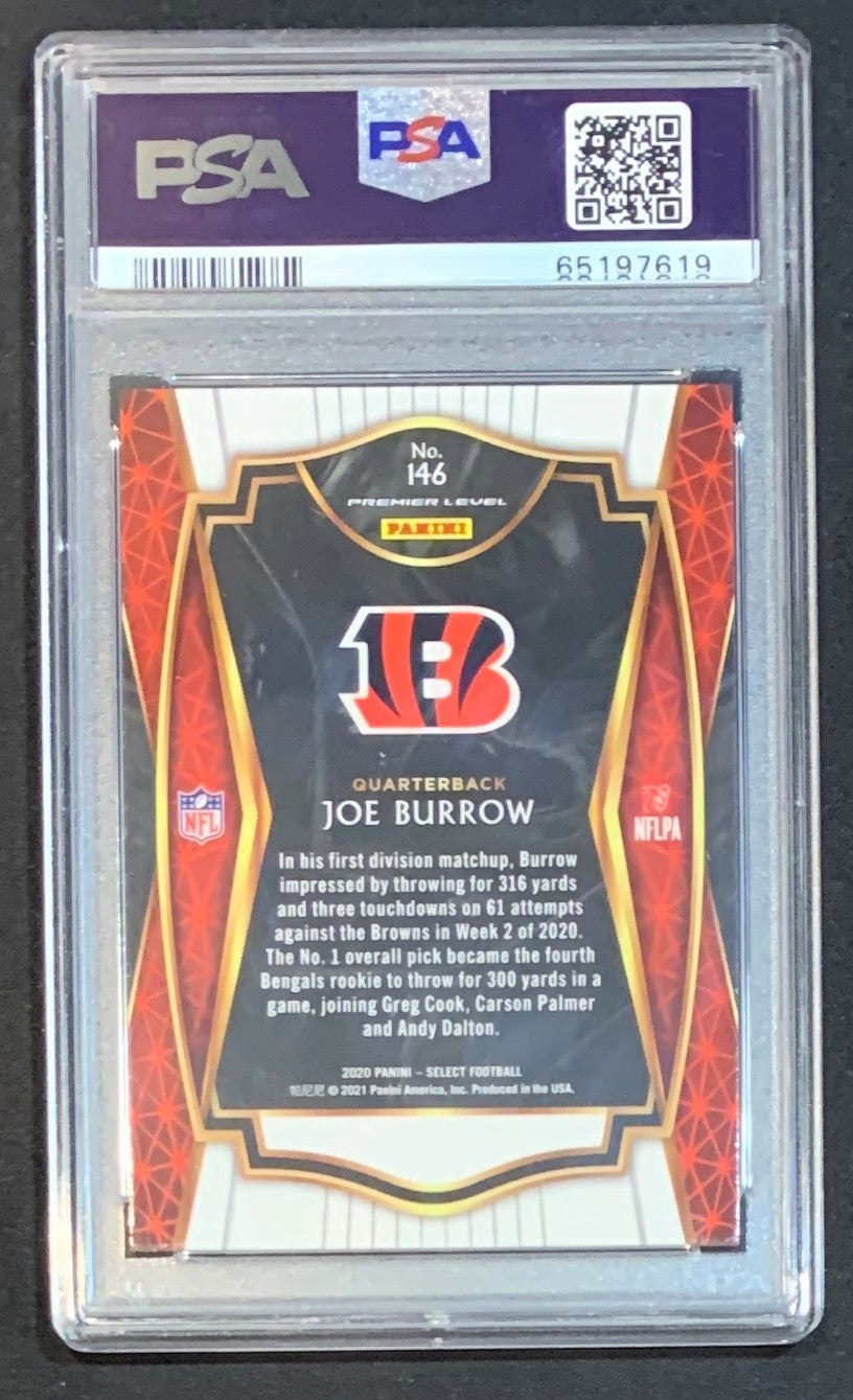 Joe Burrow 2020 Panini Select Football Rookie Card RC #146 Graded PSA 10-Powers Sports Memorabilia