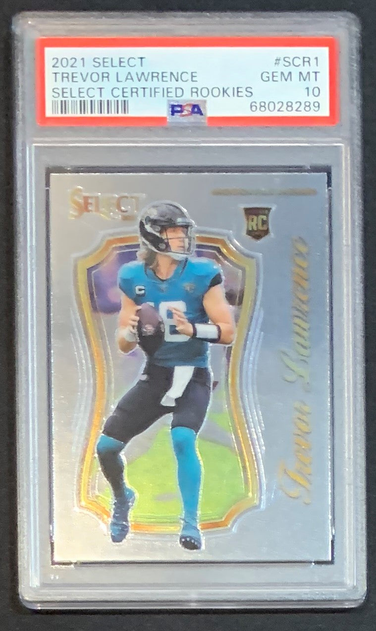 Trevor Lawrence 2021 Panini Select Certified Rookies Football Card RC #SCR1 Graded PSA 10-Powers Sports Memorabilia